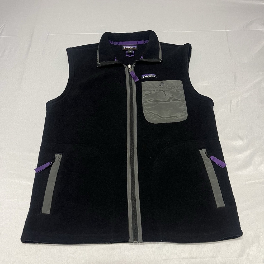 Vintage Patagonia Mens Karstens Synchilla Fleece Vest Size XS Black Gorpcore